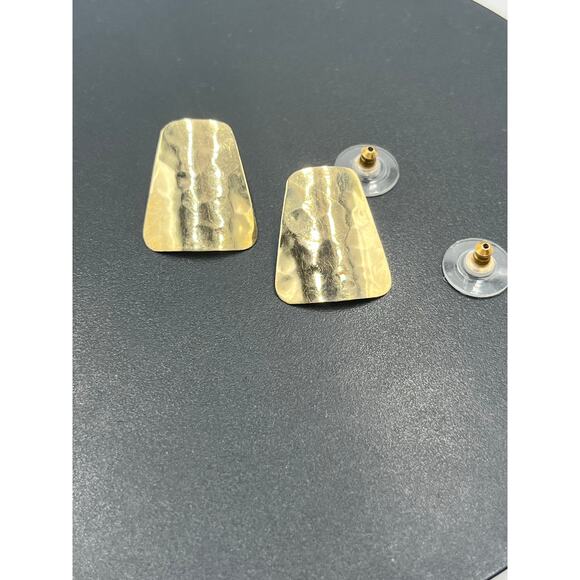 14k Yellow Gold Hammered Textured Organic Shape Artisan Earrings 2.1 grams - Picture 13 of 13